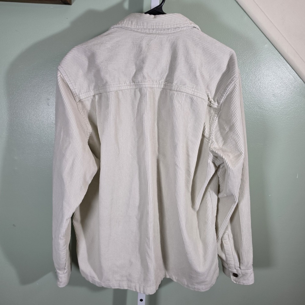 LL Bean Mens Rangely Corduroy Shirt Jacket Off White Button Up Size Large Reg - Picture 6 of 7